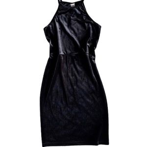 BLACK VELOUR BODYCON MINI DRESS